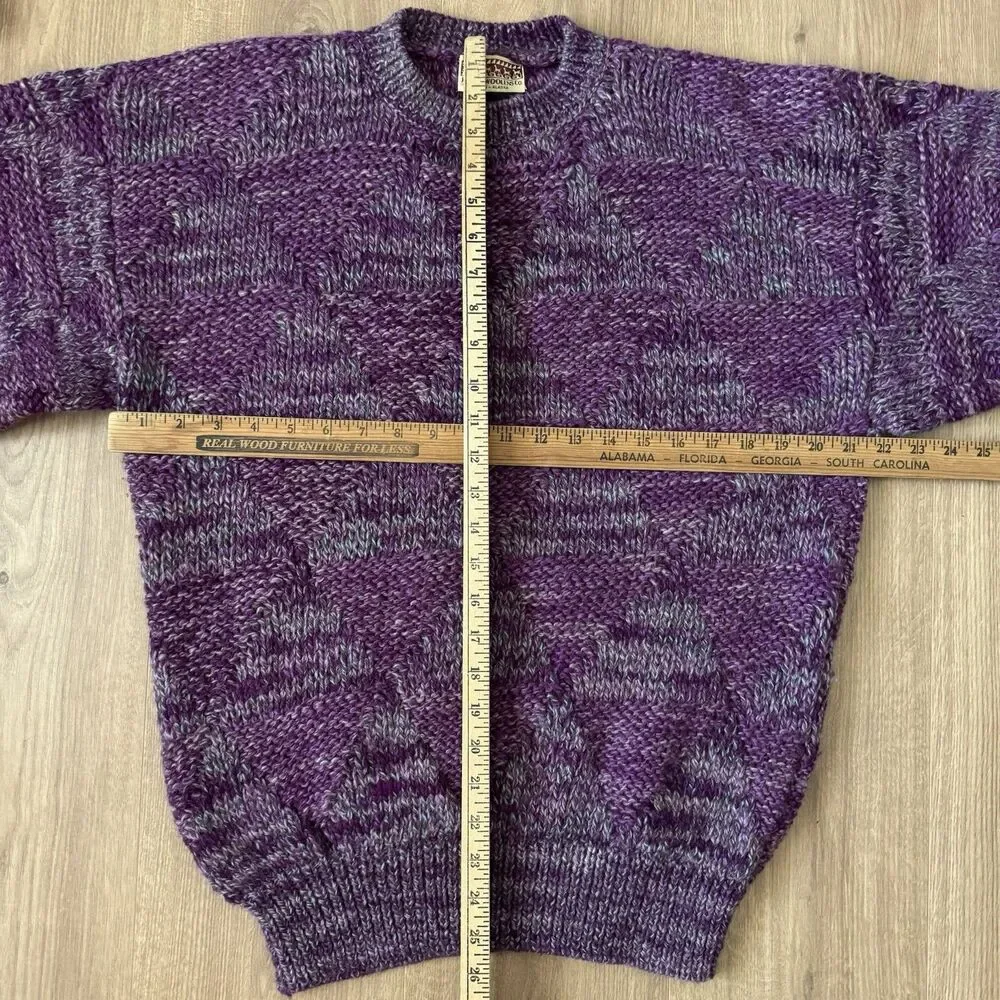 Vintage Paititi Woolens Sweater Womens L Purple 100% Wool Chunky Knit Alaska